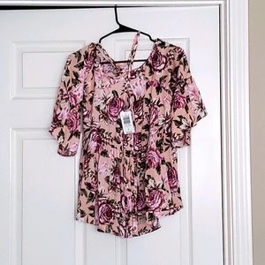 Pink floral babydoll blouse Torrid Size 0 (12)